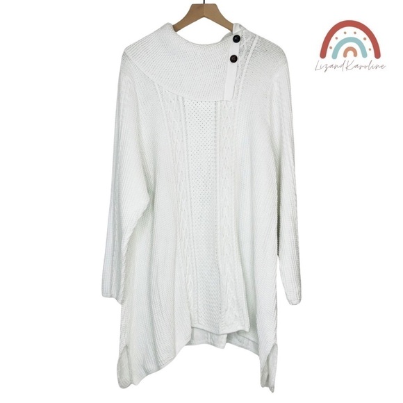 Jeanne Pierre Cable Knit Envelope Button Neck Sweater Plus Size 3X - Picture 1 of 9